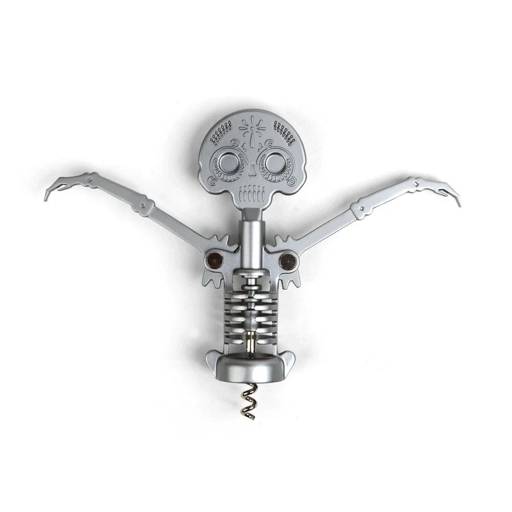 Kikkerland Day Of The Dead Corkscrew Bottle Opener Sugar Skull Skeleton